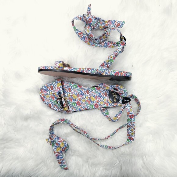 J.Crew Women's Multicolor Floral Print Ankle Strap Strappy Sandals Size 10, NEW - Picture 2 of 9